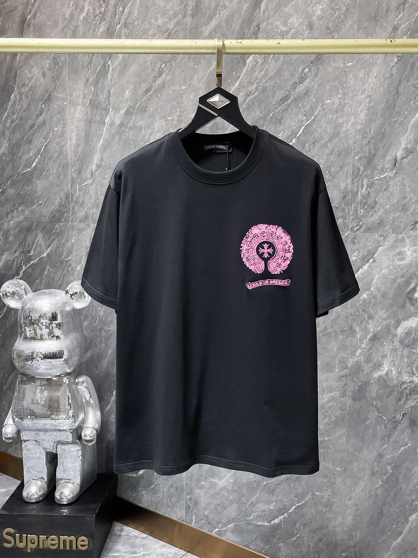 P160 New for summer Chrome Hearts 25ss High-weight, environmentally friendly and high-quality top-grade fabric 260g~270g Color ghosting horseshoe cross embroidery splash-ink short sleeves Counter synchronization 1:1 replica version Recommended color: black white Size: S, M, L, XL